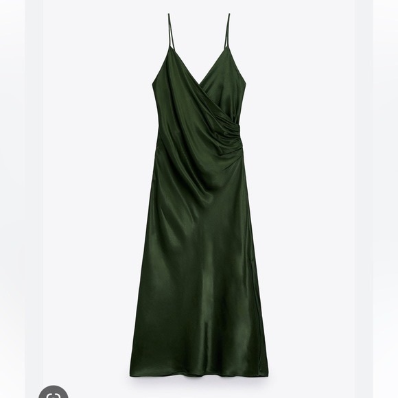 NWOT Zara Silky Wrap Dress - Picture 4 of 8